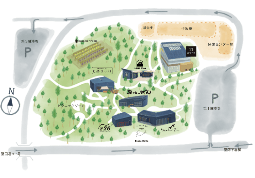 にぎわいの森の施設案内図