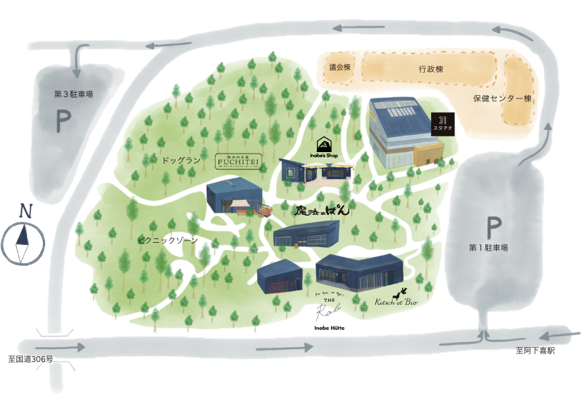 にぎわいの森の施設案内図