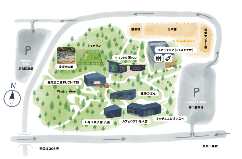 にぎわいの森の施設案内図